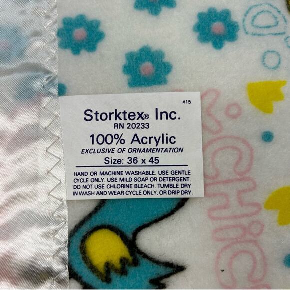 NOS Vintage Storktex Acrylic Baby Blanket Satin Binding 1970’s 36 x 45 - Picture 8 of 9